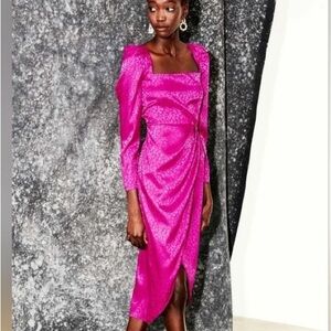 SAYLOR SATIN LEOPARD PINK SEMI FORMAL DRESS